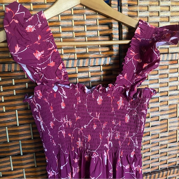 NWOT Hill House “The Nap Dress” in Burgundy Pink Botanical Print - Picture 6 of 8